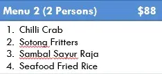 Menu 2 (2 pax)