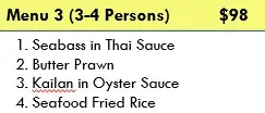 Menu 3 (3-4 pax)