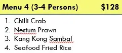 Menu 4 (3-4 pax)