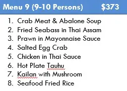 Menu 9 (9-10 pax)